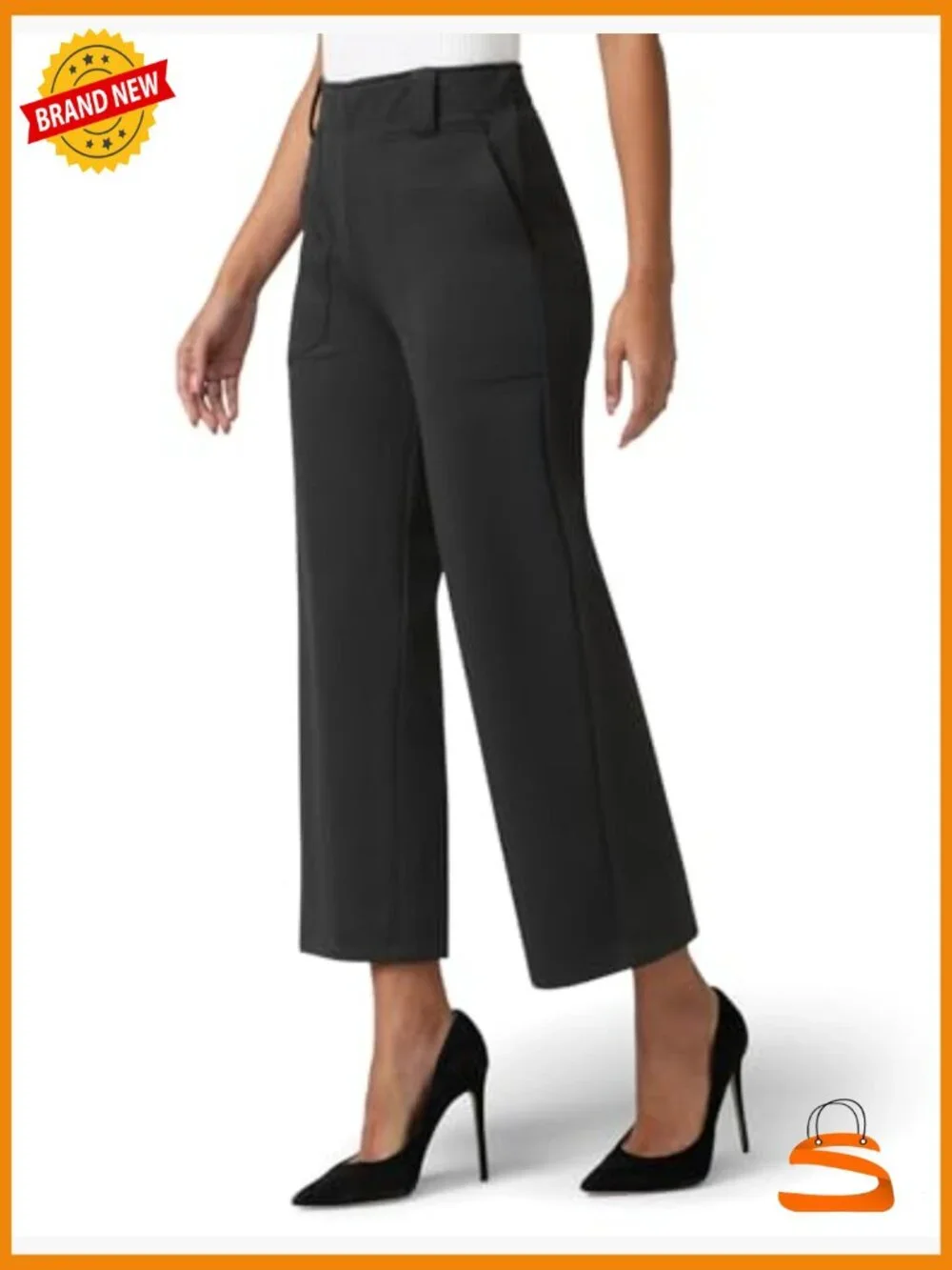 Textured Cropped Wide Leg Pull-On Pant with Pockets - Picture 3 of 7